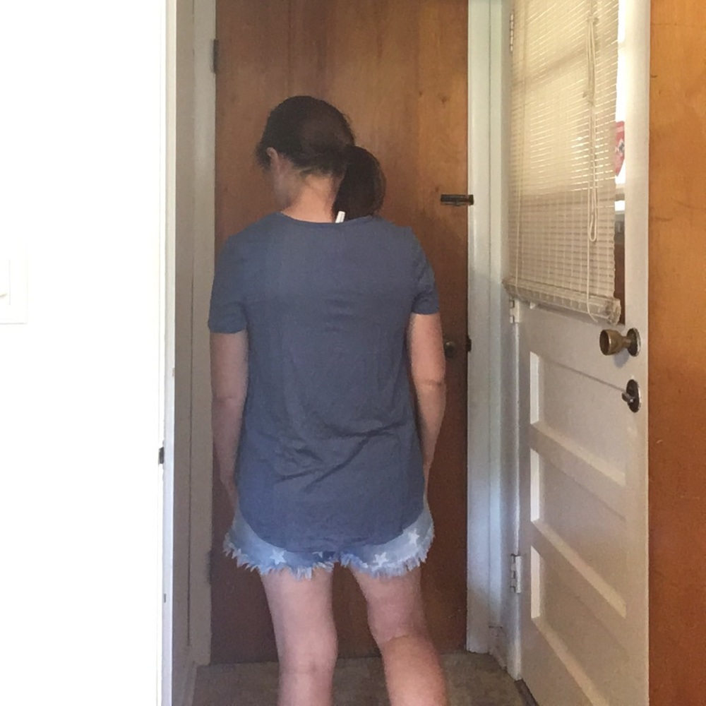 🚫Donated🚫New Strappy Denim Blue v-neck tee - Picture 5 of 5
